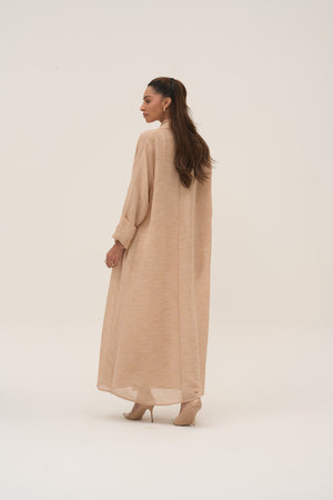 Soleil Mesh Blazer Abaya Cream