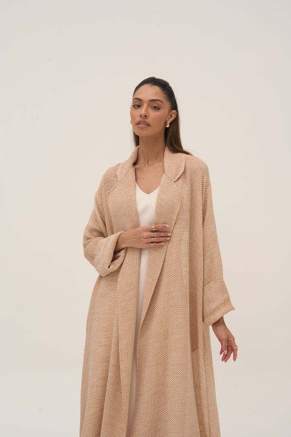 Soleil Mesh Blazer Abaya Cream