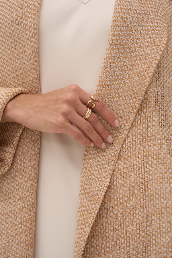 Soleil Mesh Blazer Abaya Cream