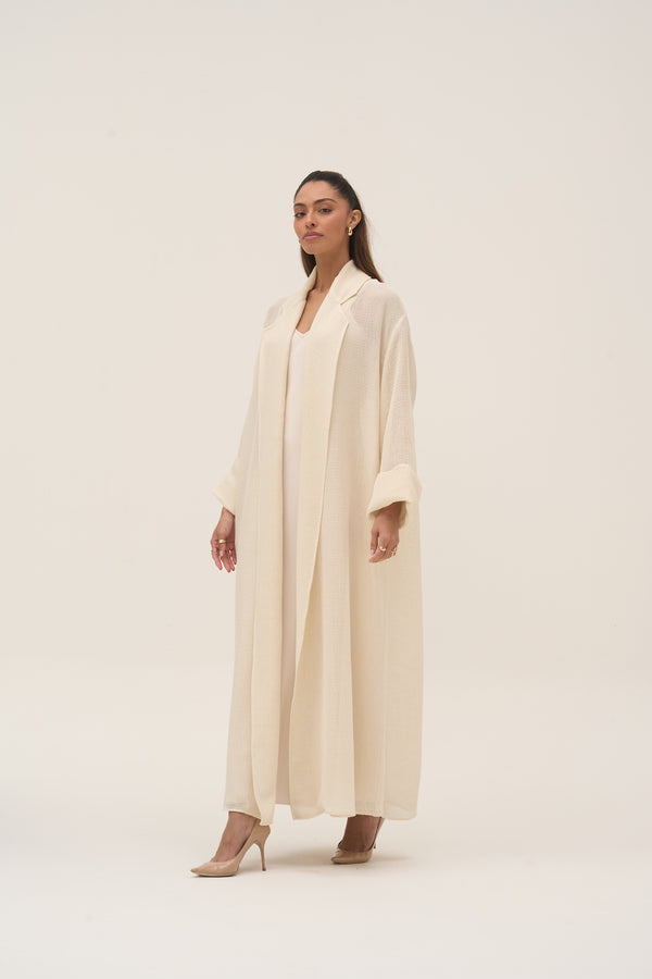 Soleil Mesh Blazer Abaya Ivory