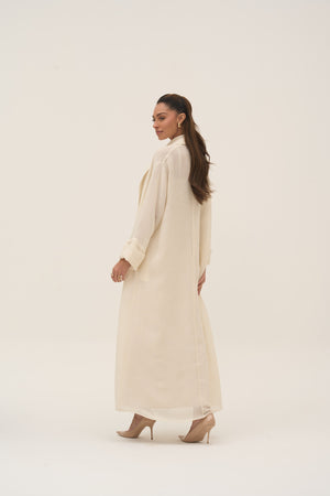 Soleil Mesh Blazer Abaya Ivory