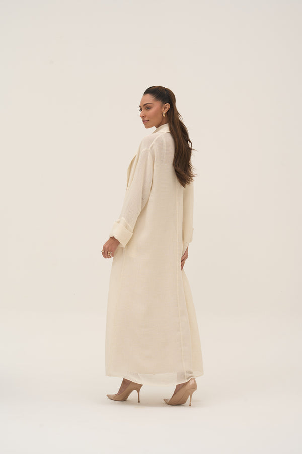 Soleil Mesh Blazer Abaya Ivory