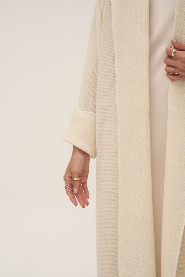 Soleil Mesh Blazer Abaya Ivory