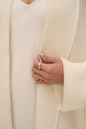 Soleil Mesh Blazer Abaya Ivory