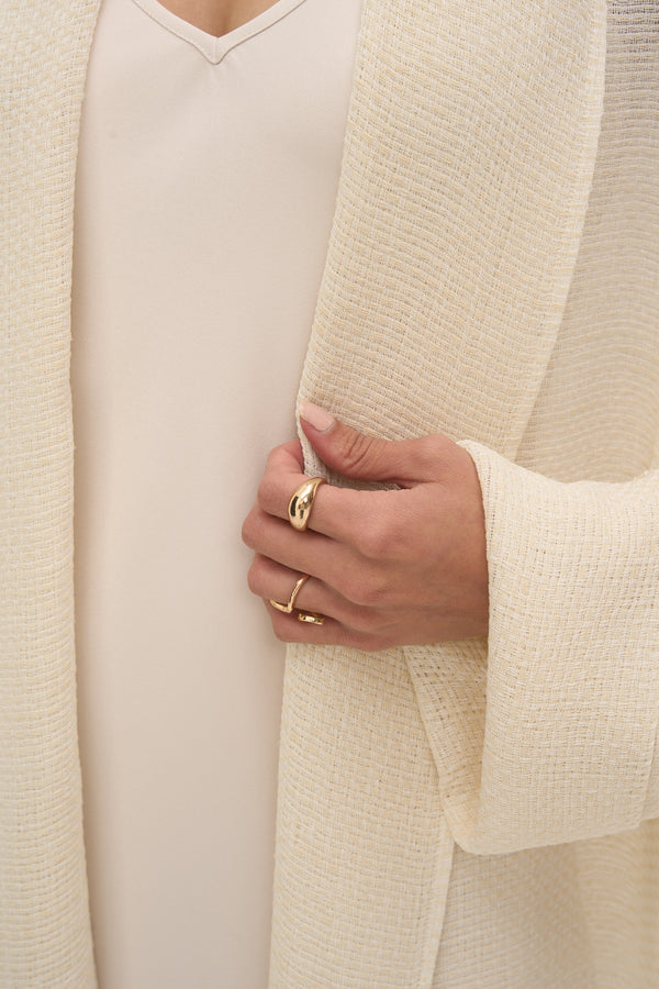 Soleil Mesh Blazer Abaya Ivory